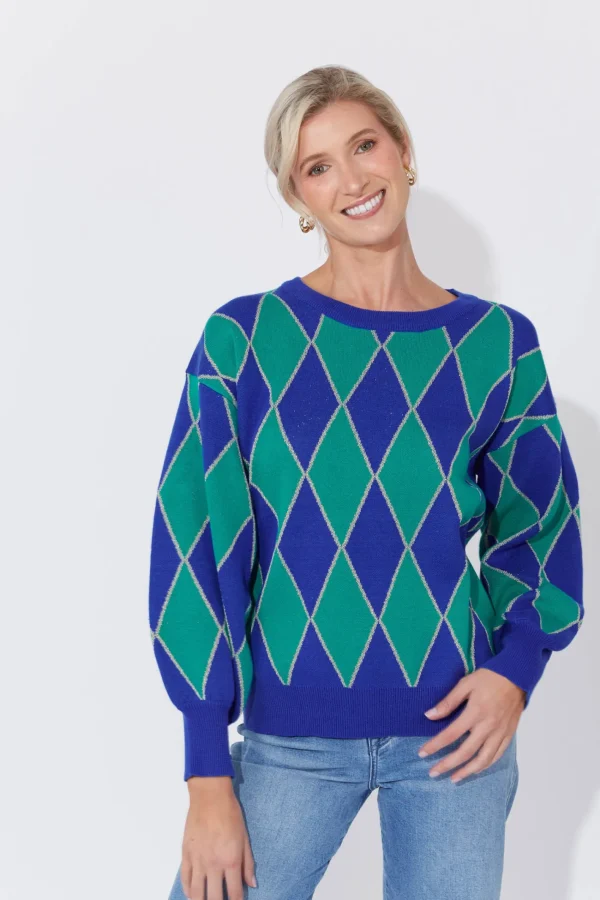 Haven Casablanca Lurex Jumper - Blue/Oasis Outlet