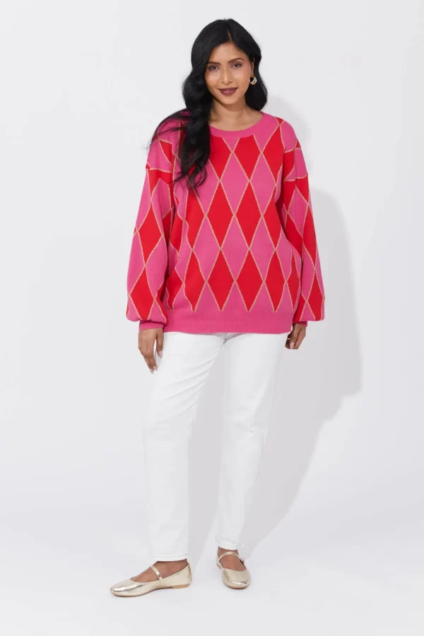 Haven Casablanca Lurex Jumper - Chilli/Pink Clearance
