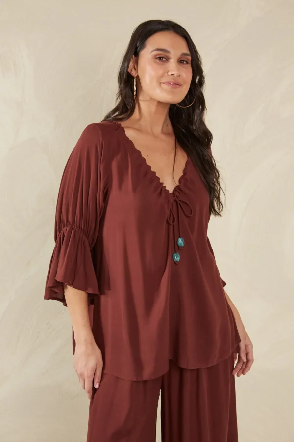 Haven Palermo Ruched Top - Espresso Hot