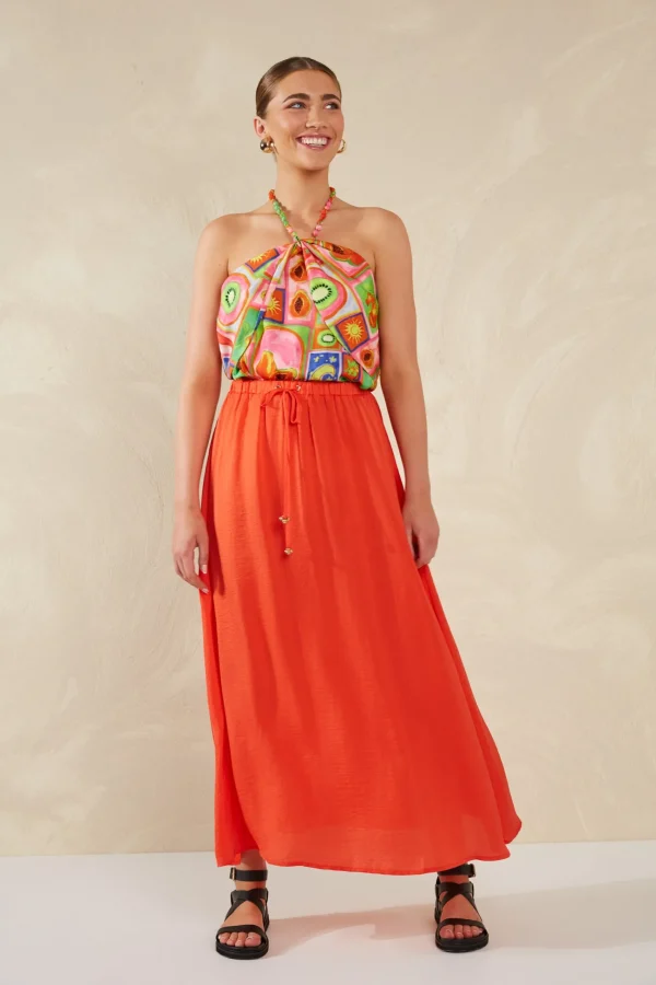 Haven Portofino Maxi Skirt - Aperol Clearance