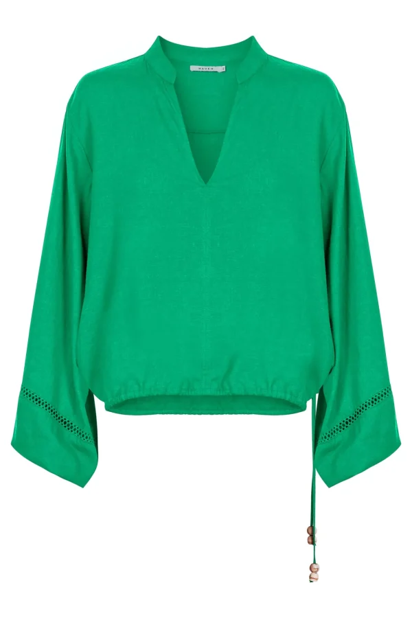Haven Sardinia Tie Blouse - Verde Clearance